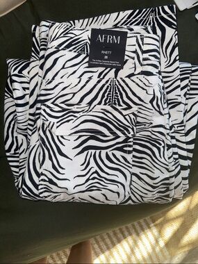 AFRM Rhett Zebra-Print Pants in Black & White